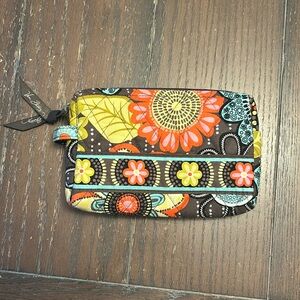Vera Bradley Cosmetic Bag. Brown floral pattern.